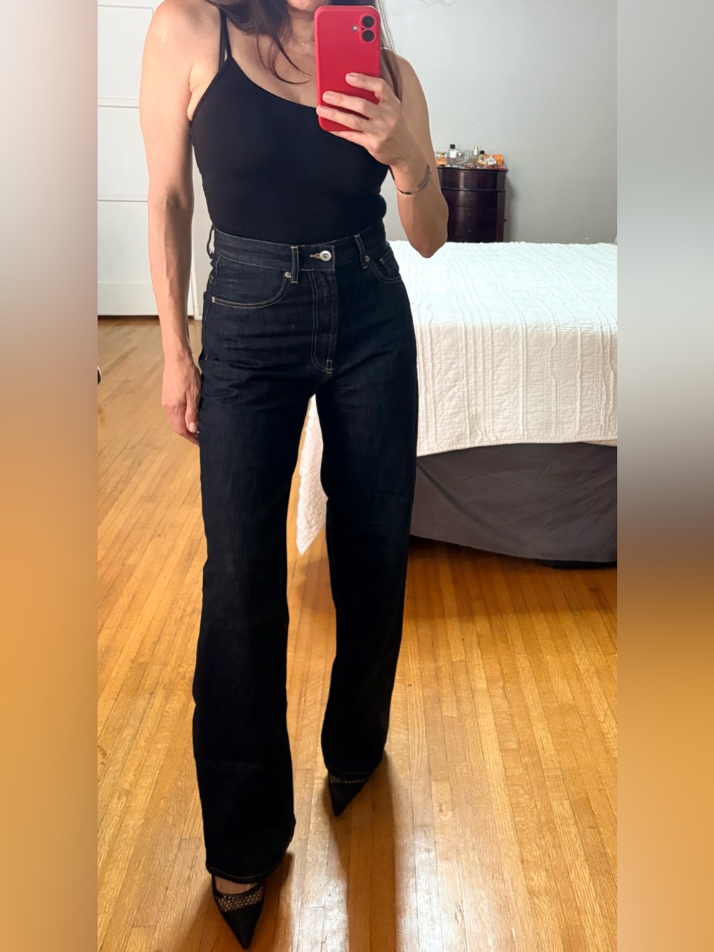 ZARA High-Rise Straight Leg Jeans - Dark Wash